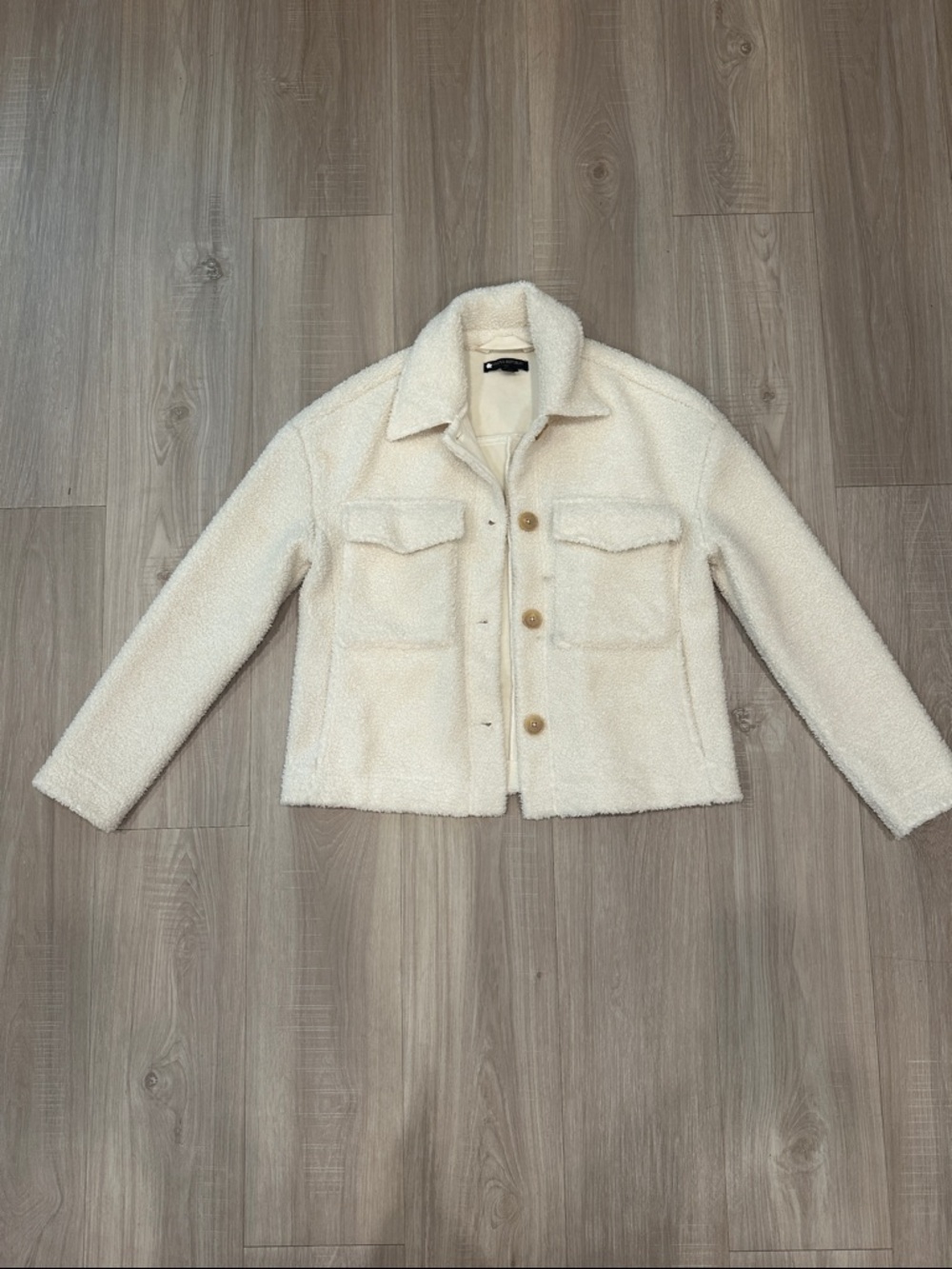 Banana Republic Cream Sherpa Button-Up Jacket